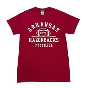 Arkansas Razorbacks Shirt Mens Small S Red White Football Short Sleeve